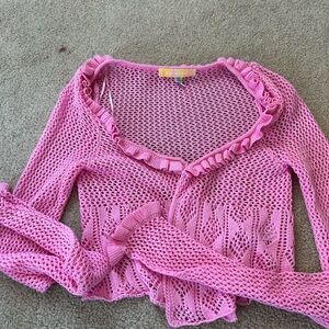 Urban Outfitters pink crochet sweater